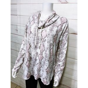 Calvin Klein Pullover Cowl Neck Sweatshirt Snakeskin Size M